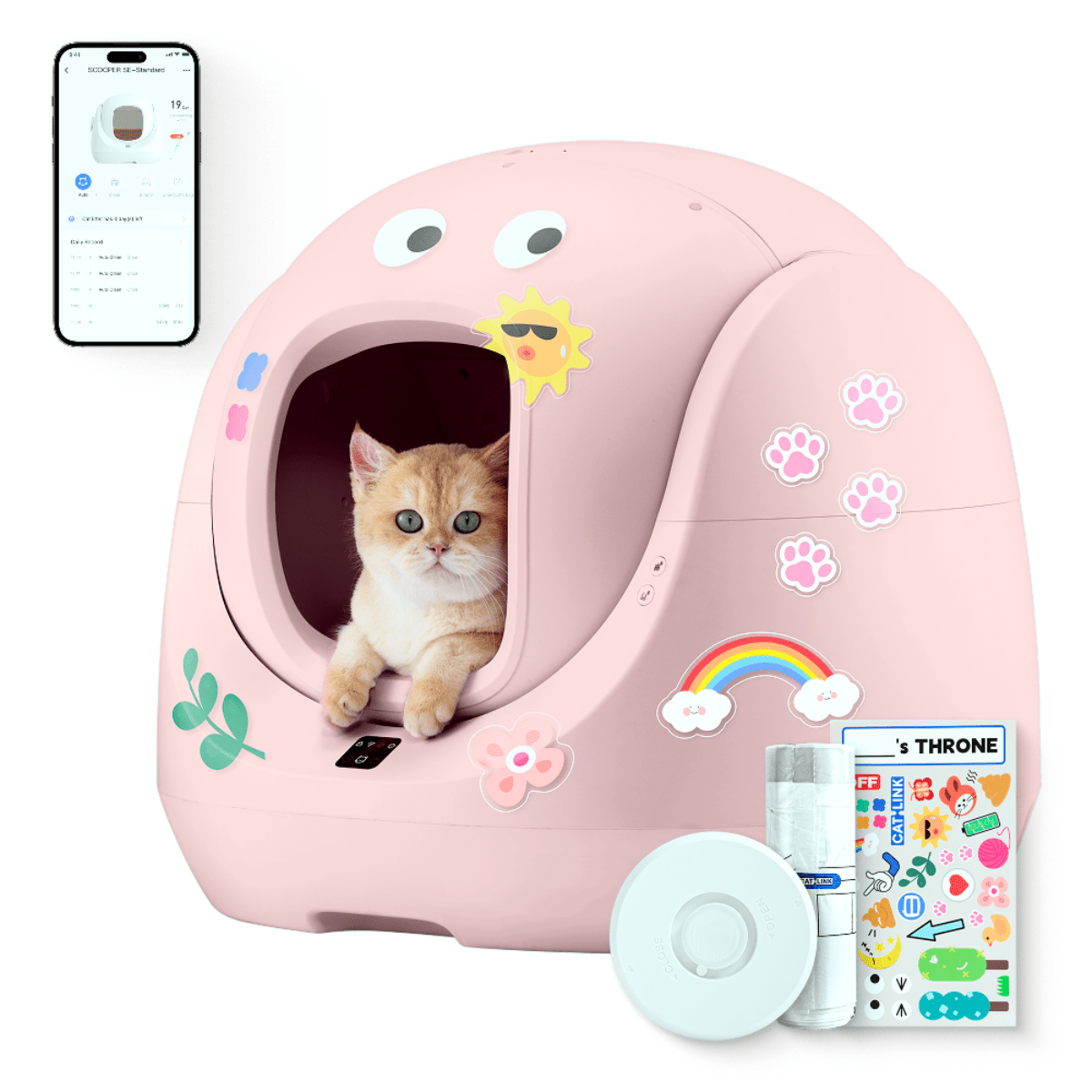 Catlink Baymax White Pink Self Cleaning Litter Box Catlink EU catlink-baymax-white-pink-self-cleaning-litter-box-catlink-eu