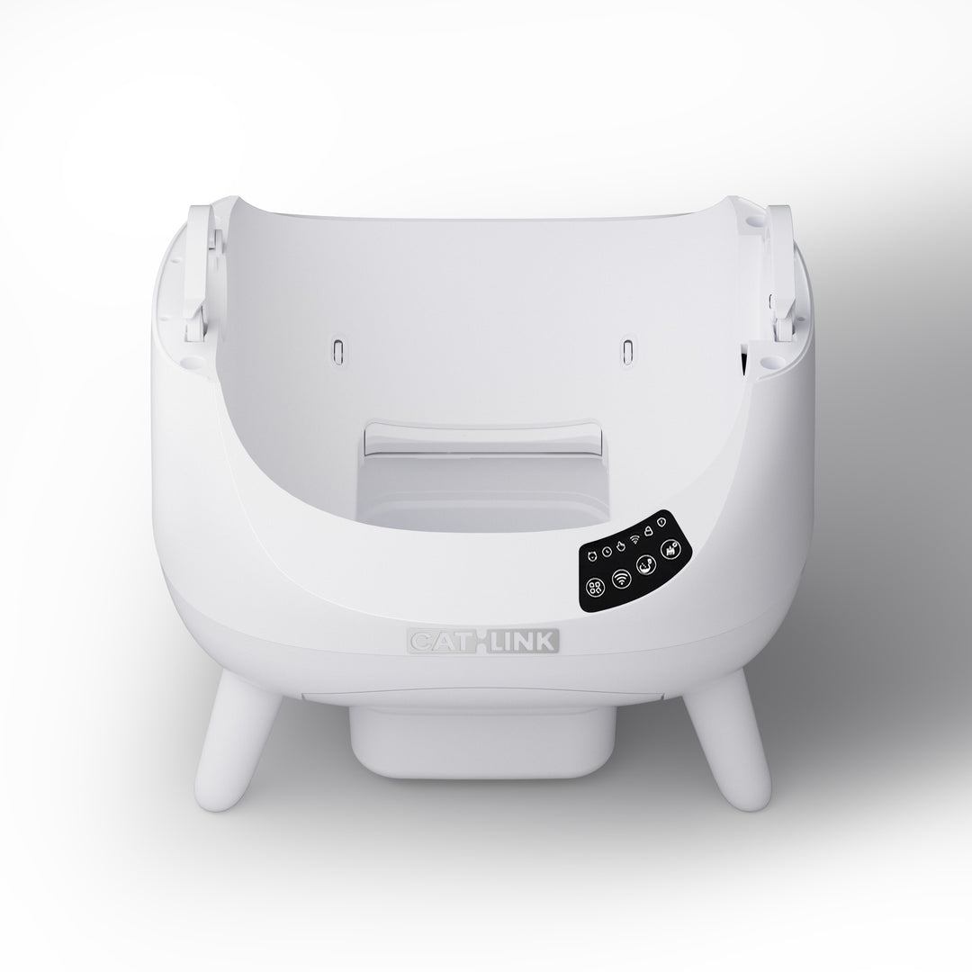 White CATLINK Open-X replacement base, front view showing the control panel and upper support brackets