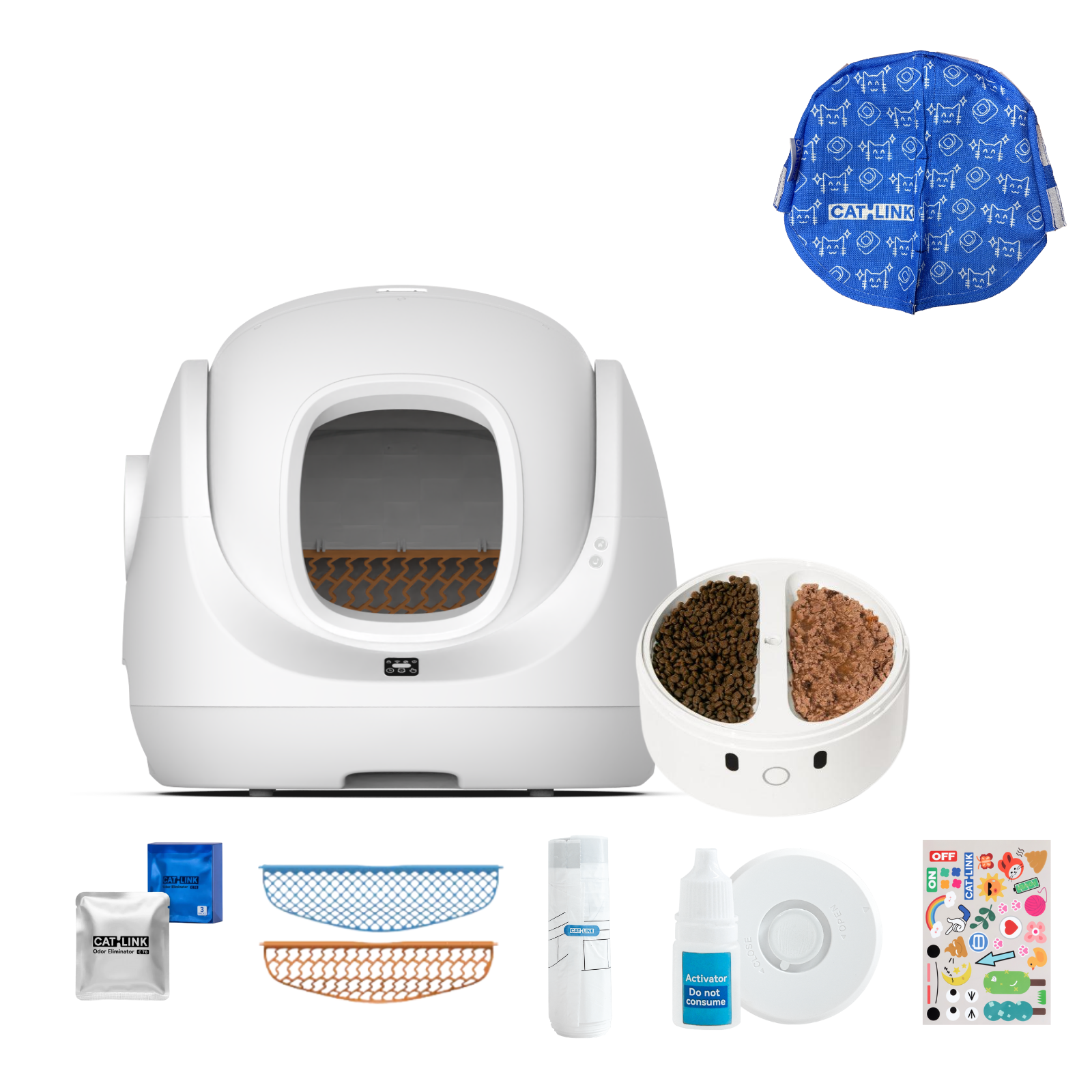 Clean & Feed Bundle - Litter Box, Feeder & Water Fountain Complete Set