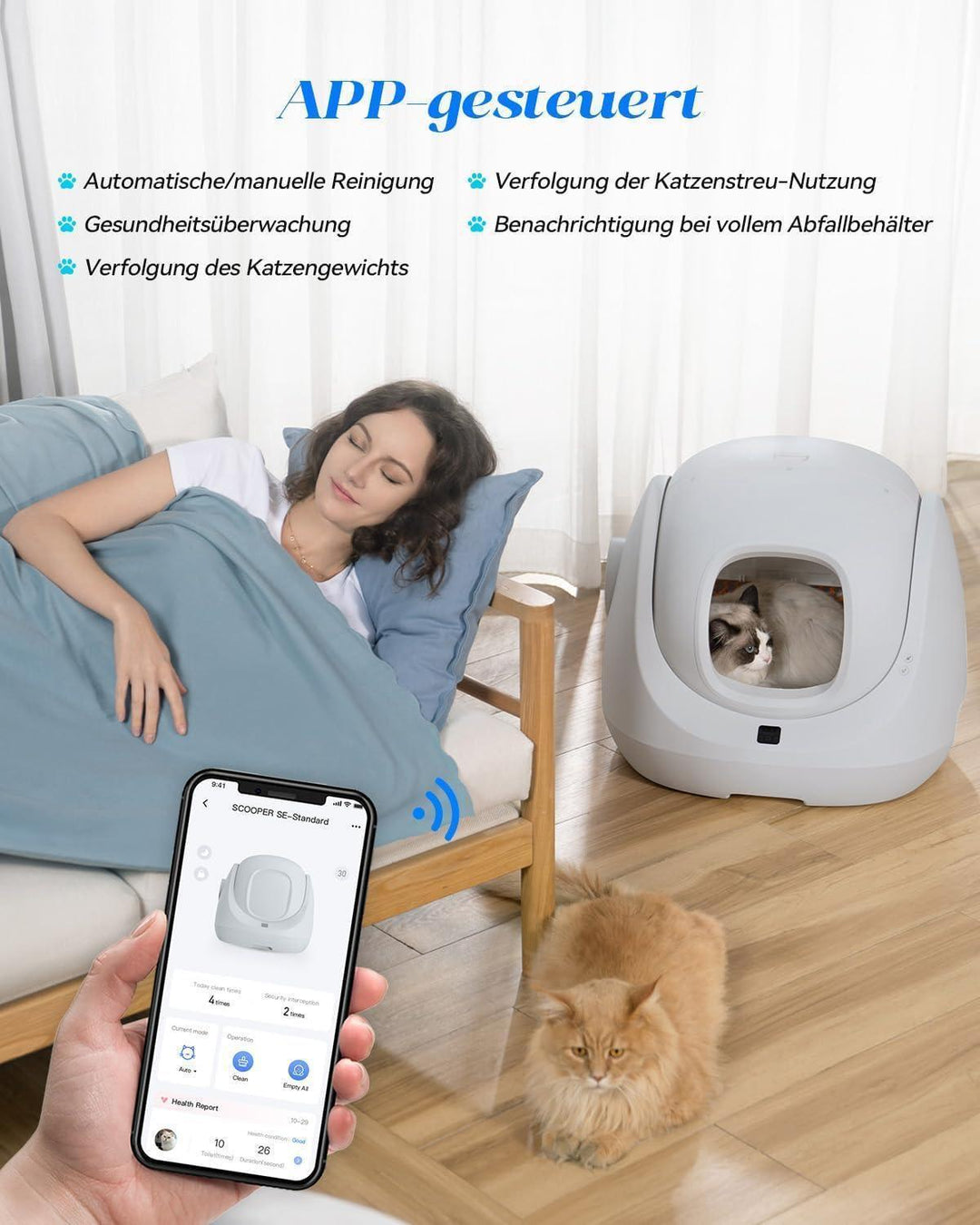 Catlink Baymax Lite(Grau) mit Treppe selbstreinigende Katzentoilette - Twopoint