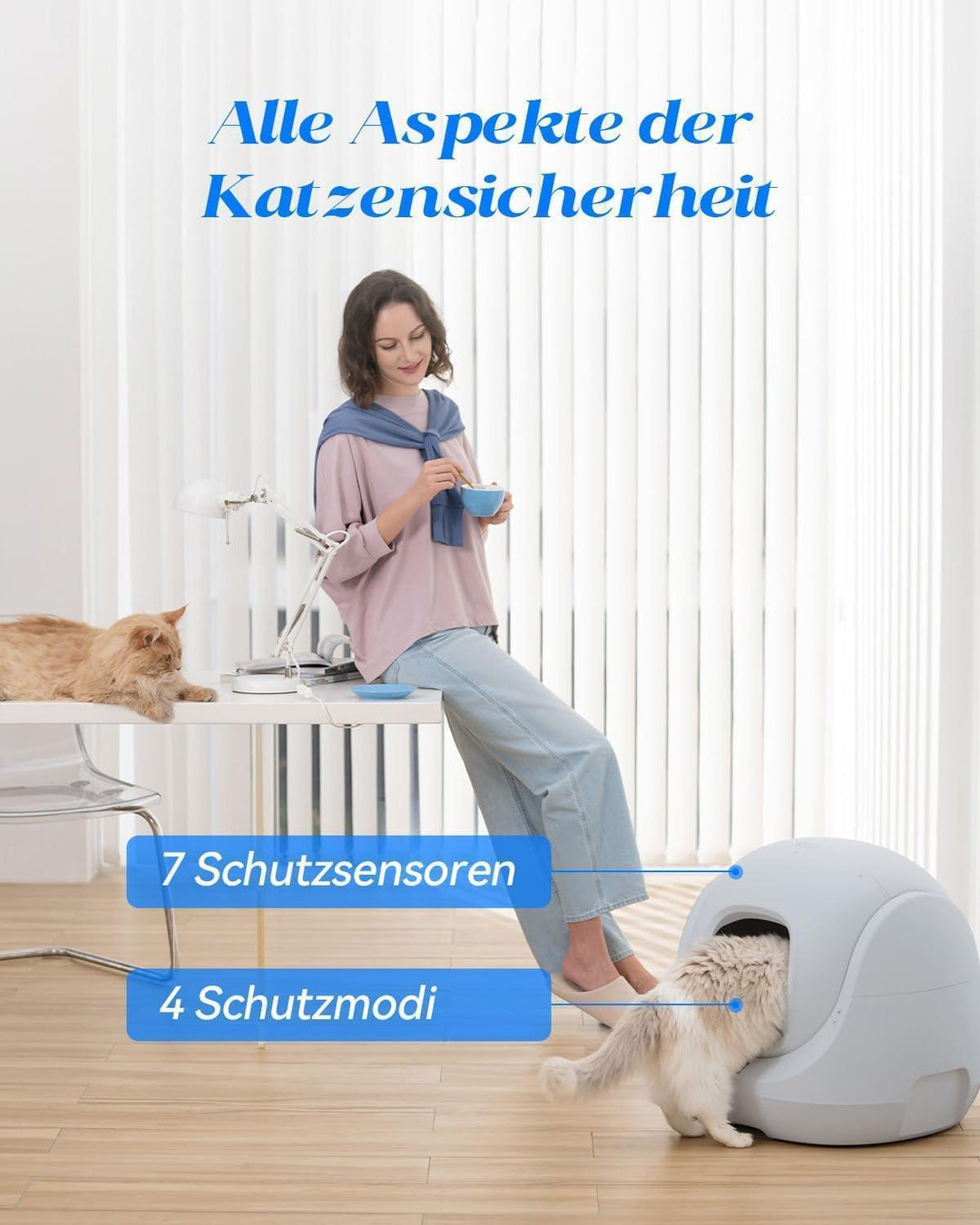 Catlink Baymax Lite(Grau) mit Treppe selbstreinigende Katzentoilette - Twopoint