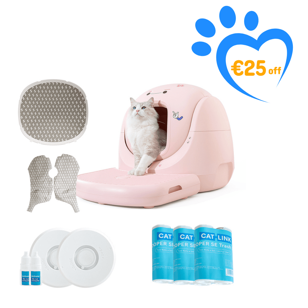 Catlink Baymax (White/ Pink) Self - Cleaning Litter Box - Catlink EU
