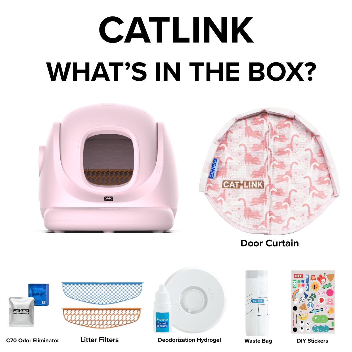 Catlink Baymax (White/ Pink) Self - Cleaning Litter Box - Catlink EU