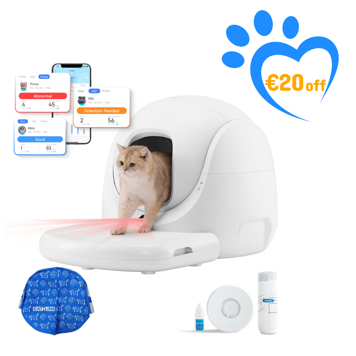 Catlink Baymax (White/ Pink) Self - Cleaning Litter Box - Catlink EU