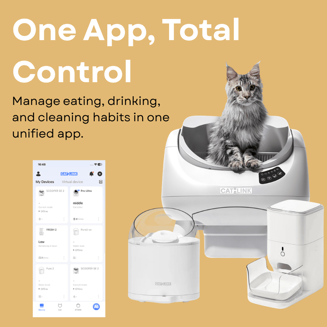 Clean & Feed Bundle - Litter Box, Feeder & Water Fountain Complete Set - Catlink EU