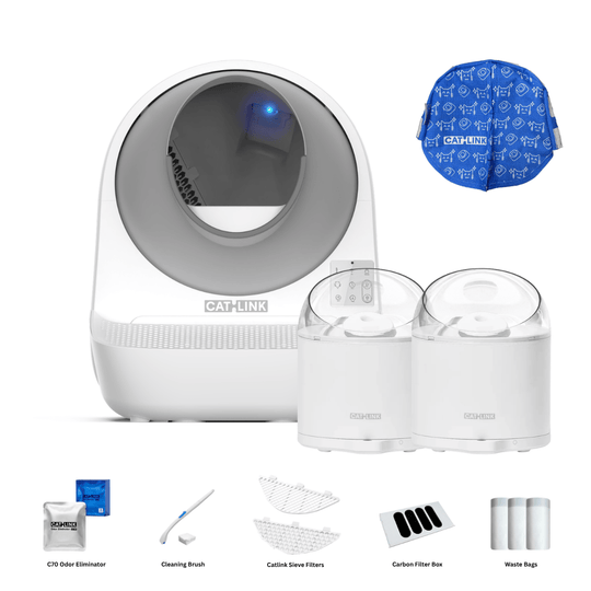 Clean & Feed Bundle - Litter Box, Feeder & Water Fountain Complete Set - Catlink EU