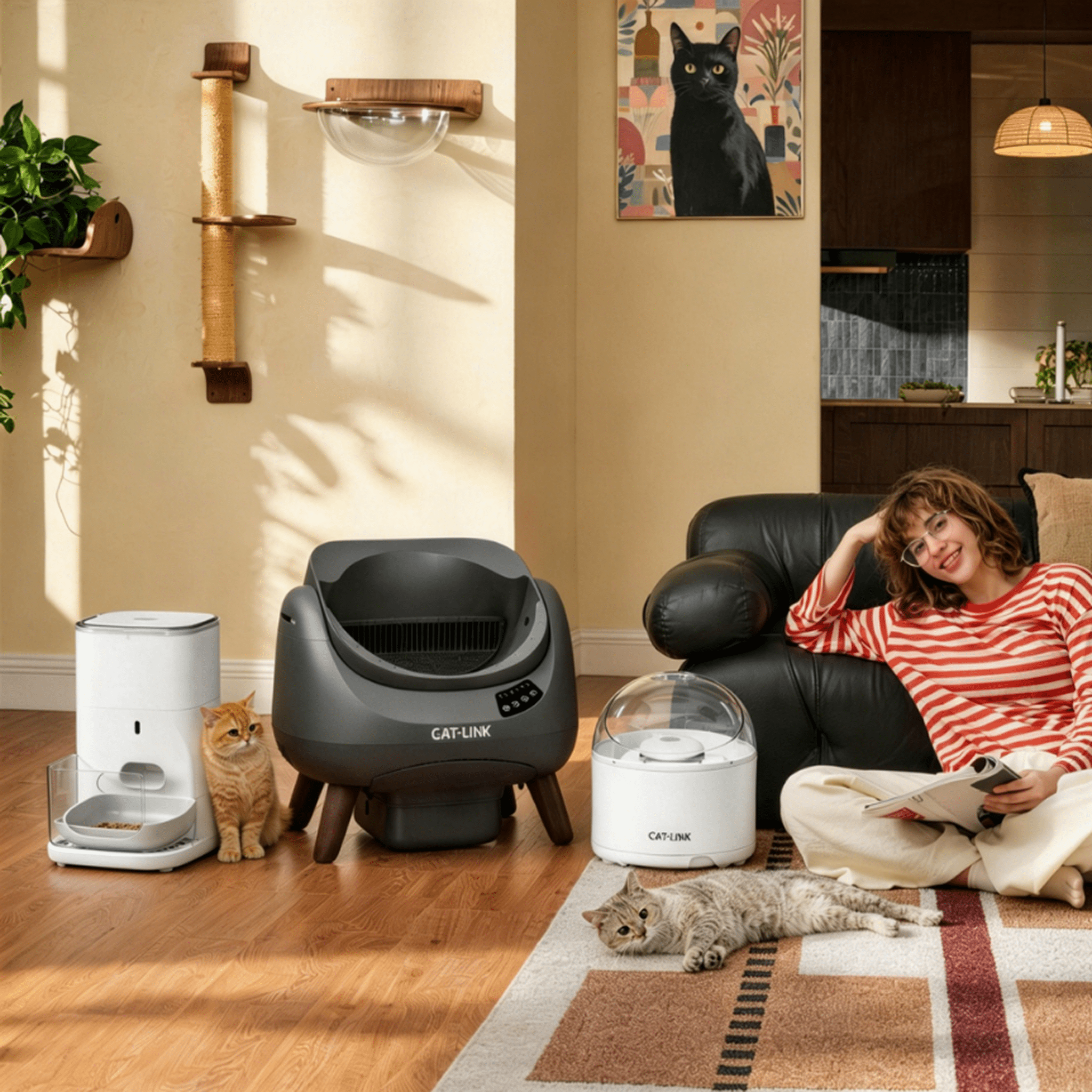 Clean & Feed Bundle - Litter Box, Feeder & Water Fountain Complete Set - Catlink EU