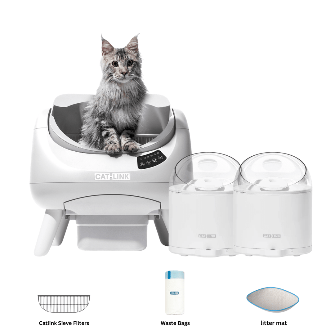 Clean & Feed Bundle - Litter Box, Feeder & Water Fountain Complete Set - Catlink EU