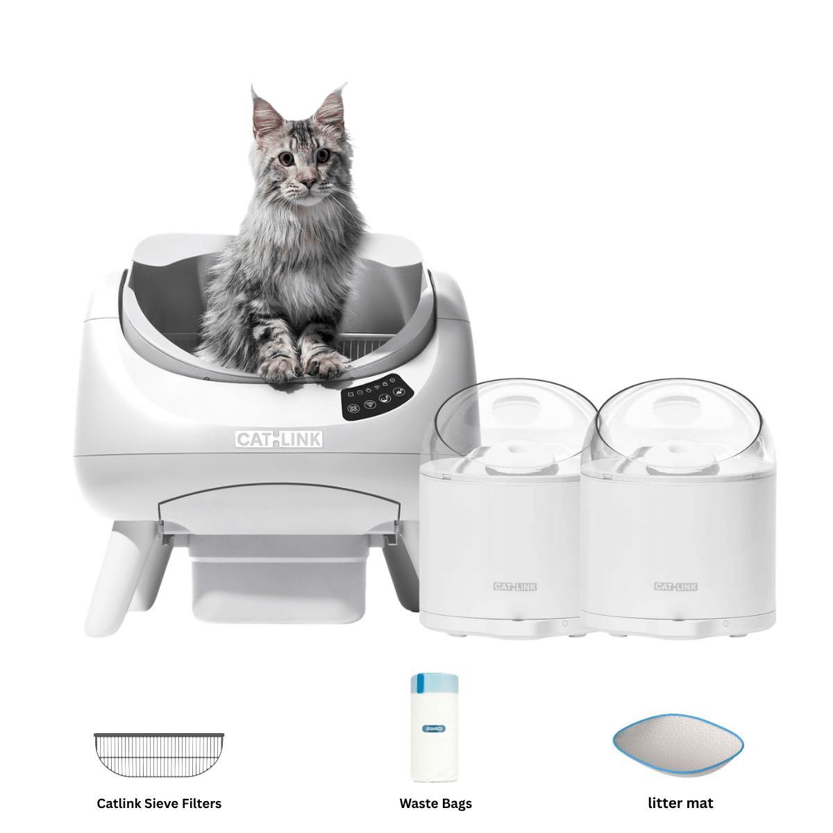 Clean & Feed Bundle - Litter Box, Feeder & Water Fountain Complete Set - Catlink EU