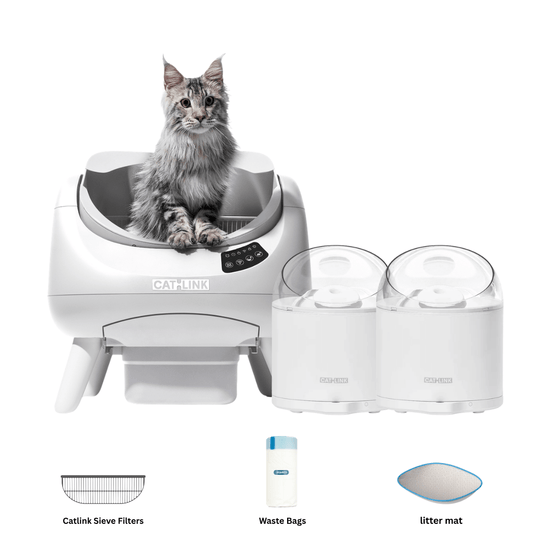 Clean & Feed Bundle - Litter Box, Feeder & Water Fountain Complete Set - Catlink EU