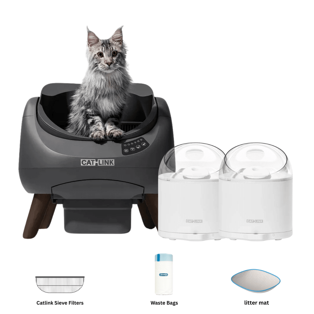 Clean & Feed Bundle - Litter Box, Feeder & Water Fountain Complete Set - Catlink EU