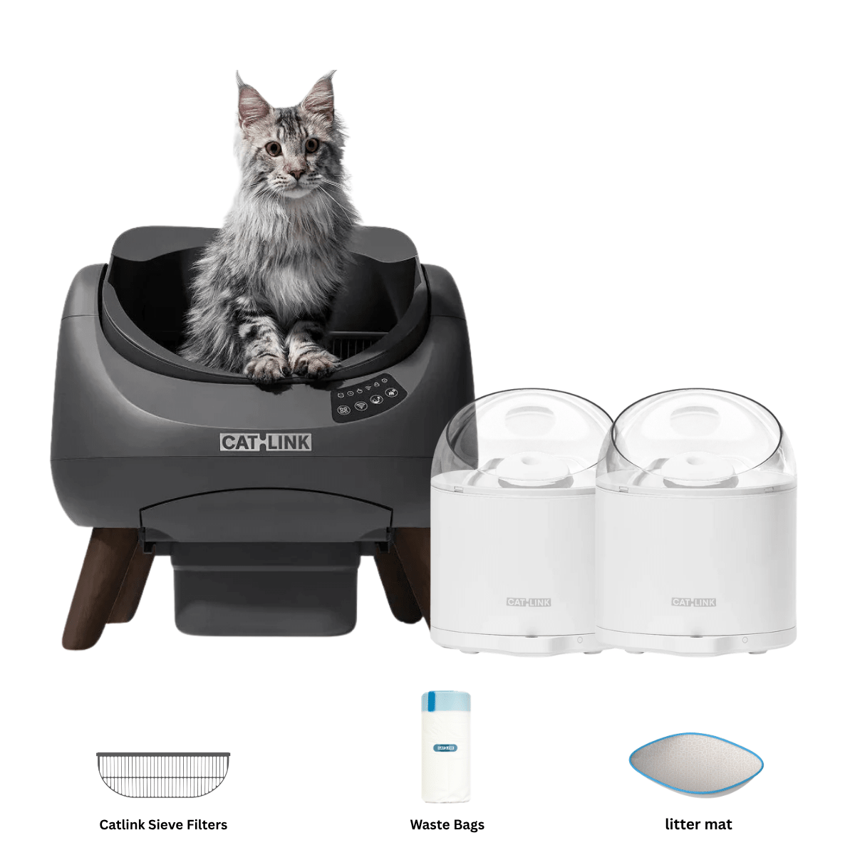 Clean & Feed Bundle - Litter Box, Feeder & Water Fountain Complete Set - Catlink EU