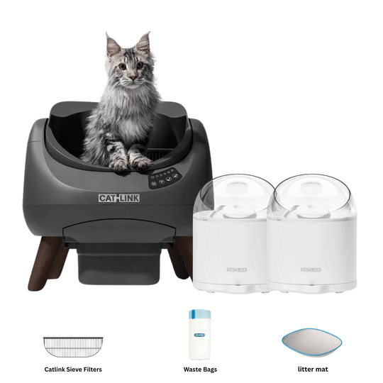 Clean & Feed Bundle - Litter Box, Feeder & Water Fountain Complete Set - Catlink EU
