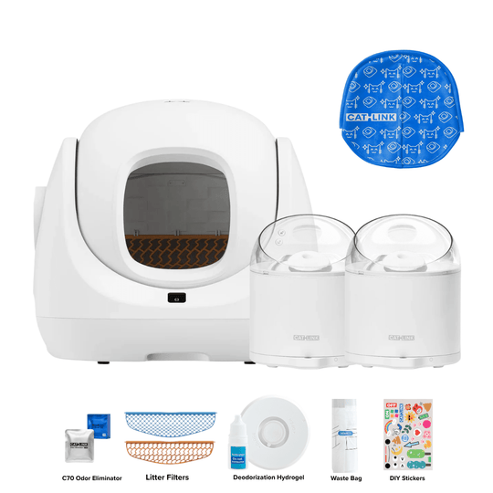 Clean & Feed Bundle - Litter Box, Feeder & Water Fountain Complete Set - Catlink EU