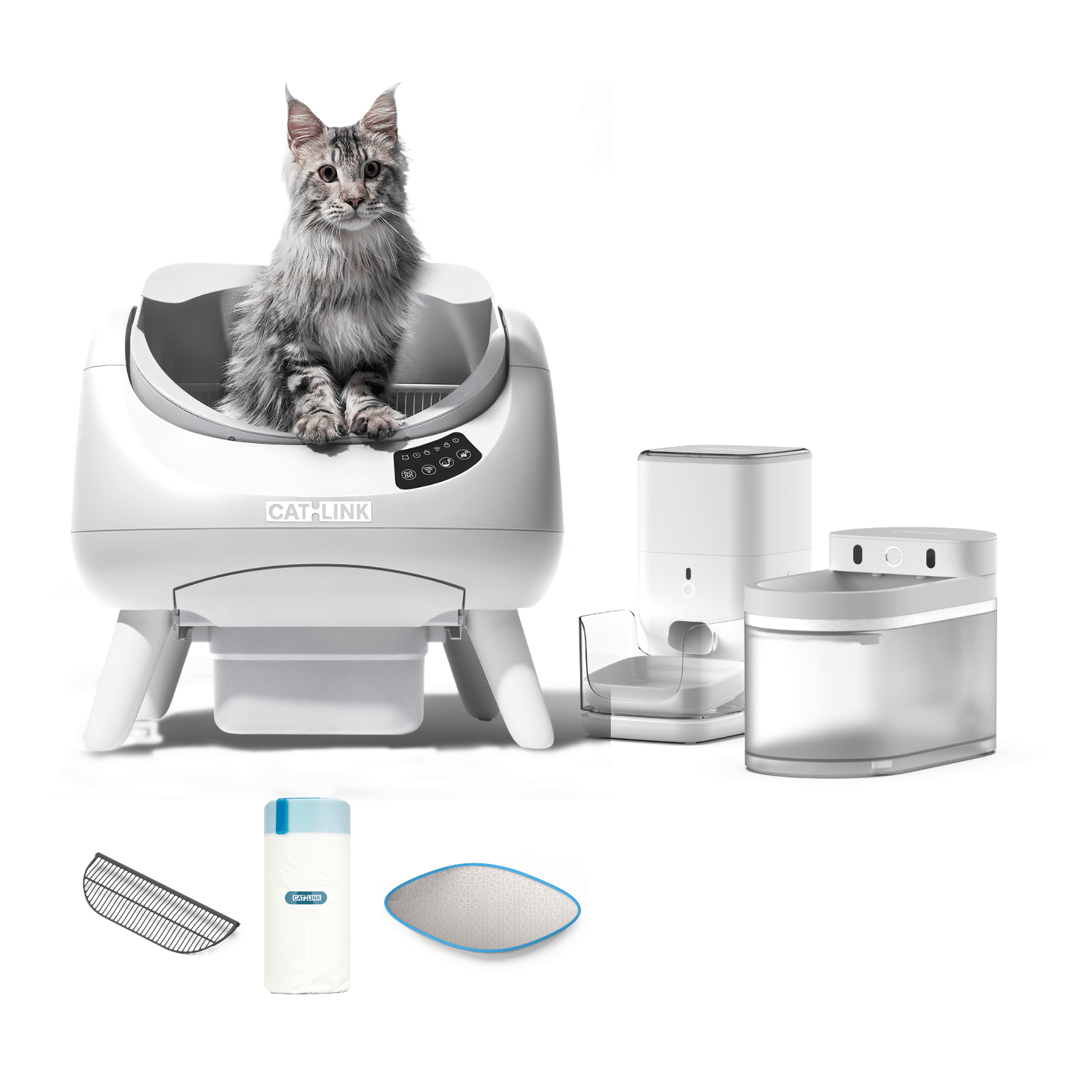 Litter Box, Feeder & Water Fountain Complete Set - Catlink EU