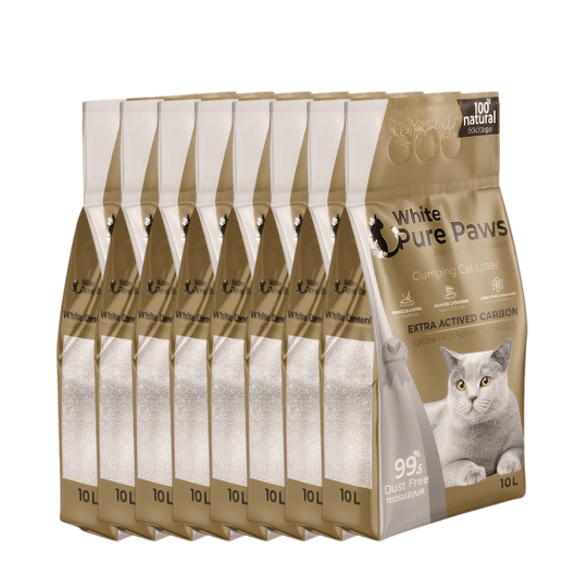 White Pure Paws Premium Bentonite Cat Litter – 99.5% Dust-Free & Strong Clumping - Catlink EU