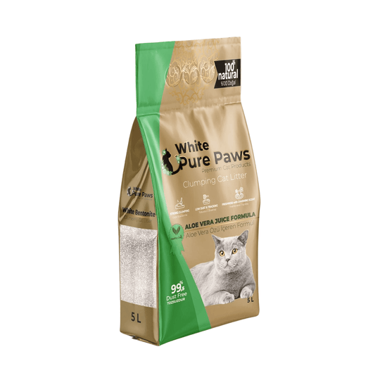 White Pure Paws Premium Bentonite Cat Litter – 99.5% Dust-Free & Strong Clumping - Catlink EU