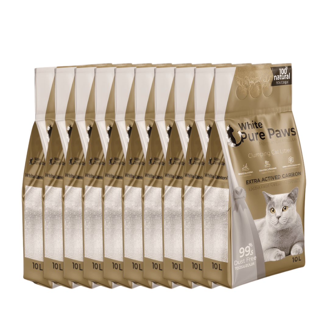 White Pure Paws Premium Bentonite Cat Litter – 99.5% Dust-Free & Strong Clumping - Catlink EU
