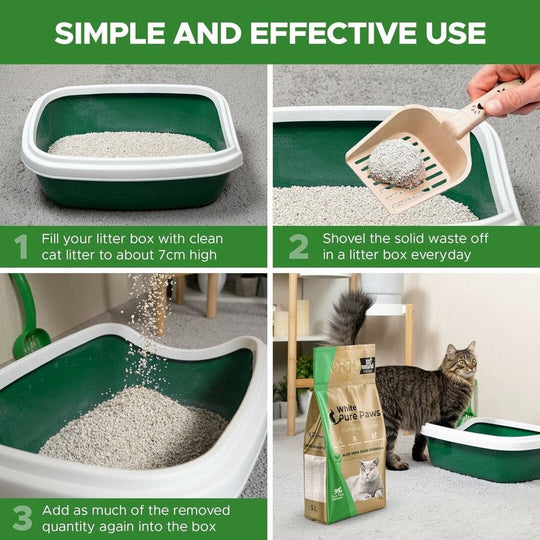 White Pure Paws Premium Bentonite Cat Litter – 99.5% Dust-Free & Strong Clumping - Catlink EU