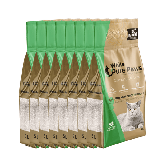 White Pure Paws Premium Bentonite Cat Litter – 99.5% Dust-Free & Strong Clumping - Catlink EU