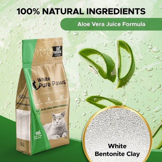 White Pure Paws Premium Bentonite Cat Litter – 99.5% Dust-Free & Strong Clumping - Catlink EU