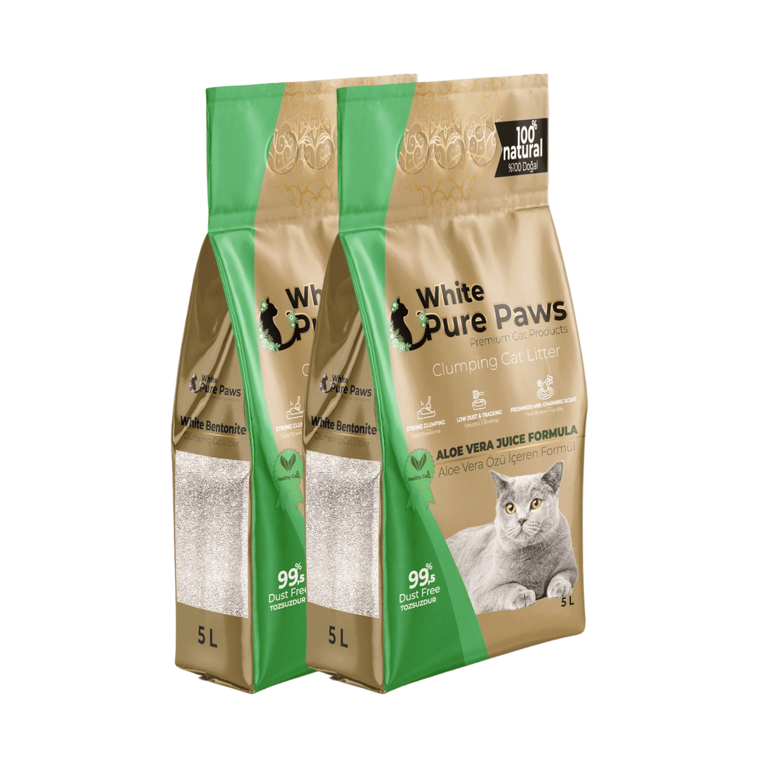 White Pure Paws Premium Bentonite Cat Litter – 99.5% Dust-Free & Strong Clumping - Catlink EU