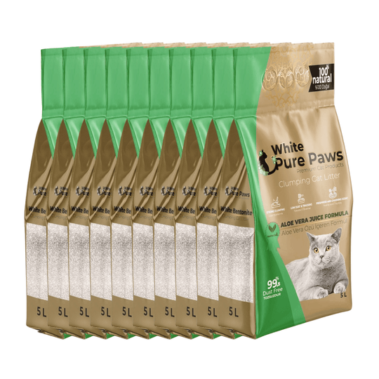 White Pure Paws Premium Bentonite Cat Litter – 99.5% Dust-Free & Strong Clumping - Catlink EU