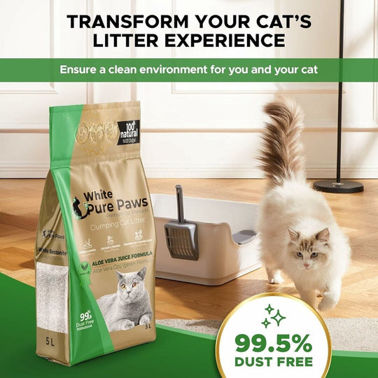 White Pure Paws Premium Bentonite Cat Litter – 99.5% Dust-Free & Strong Clumping - Catlink EU