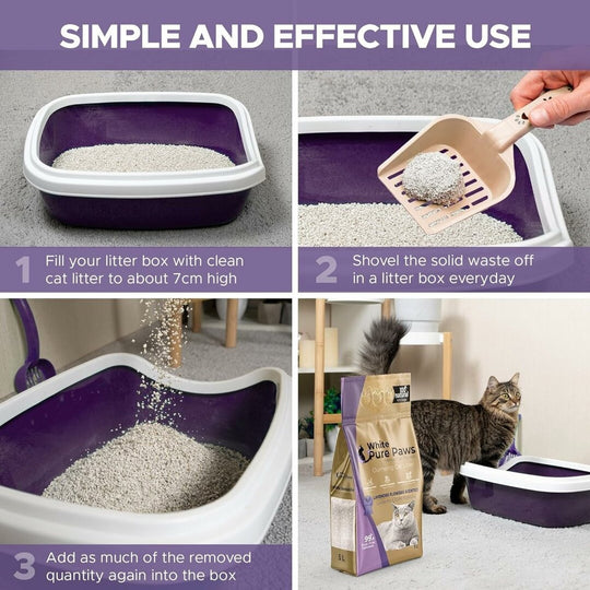 White Pure Paws Premium Bentonite Cat Litter – 99.5% Dust-Free & Strong Clumping