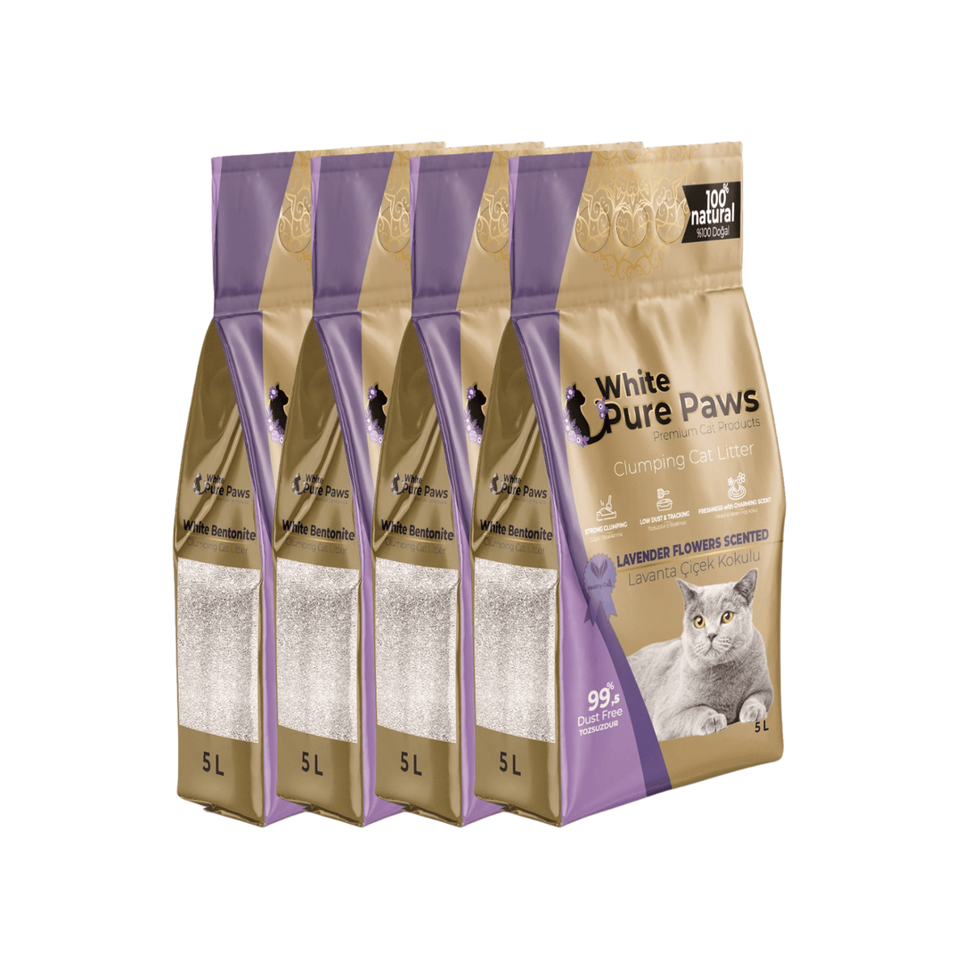 White Pure Paws Premium Bentonite Cat Litter – 99.5% Dust-Free & Strong Clumping