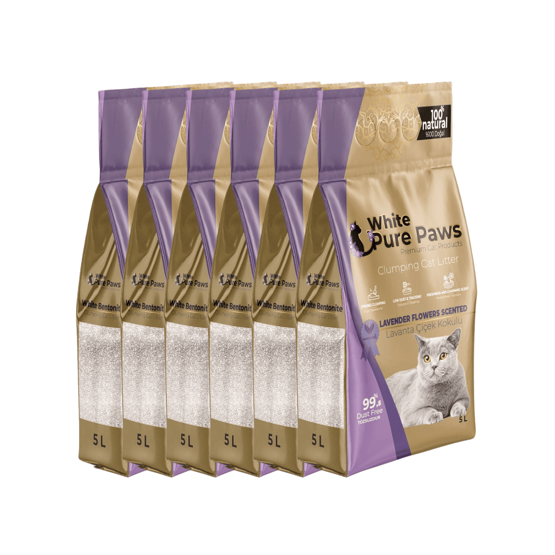 White Pure Paws Premium Bentonite Cat Litter – 99.5% Dust-Free & Strong Clumping