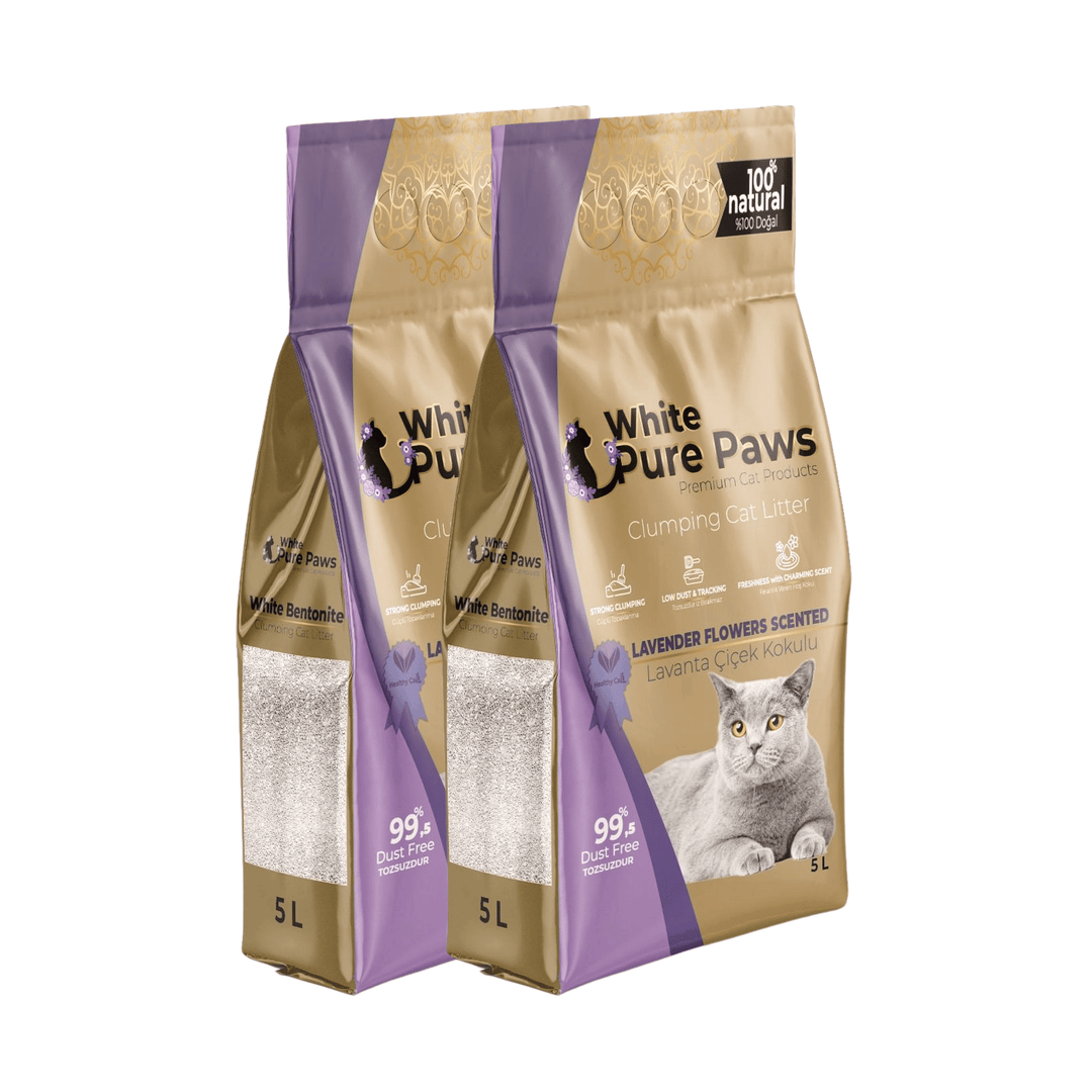 White Pure Paws Premium Bentonite Cat Litter – 99.5% Dust-Free & Strong Clumping