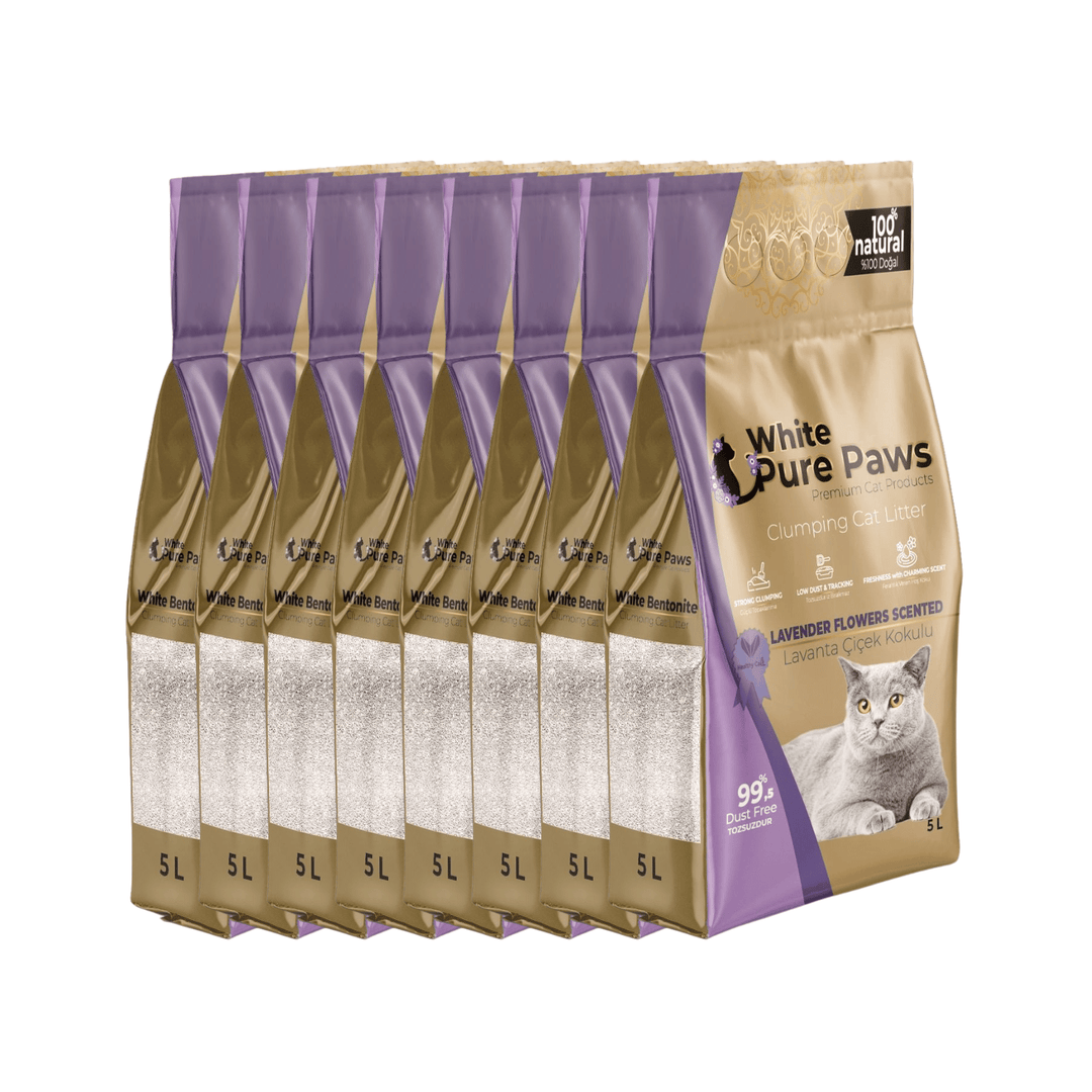 White Pure Paws Premium Bentonite Cat Litter – 99.5% Dust-Free & Strong Clumping