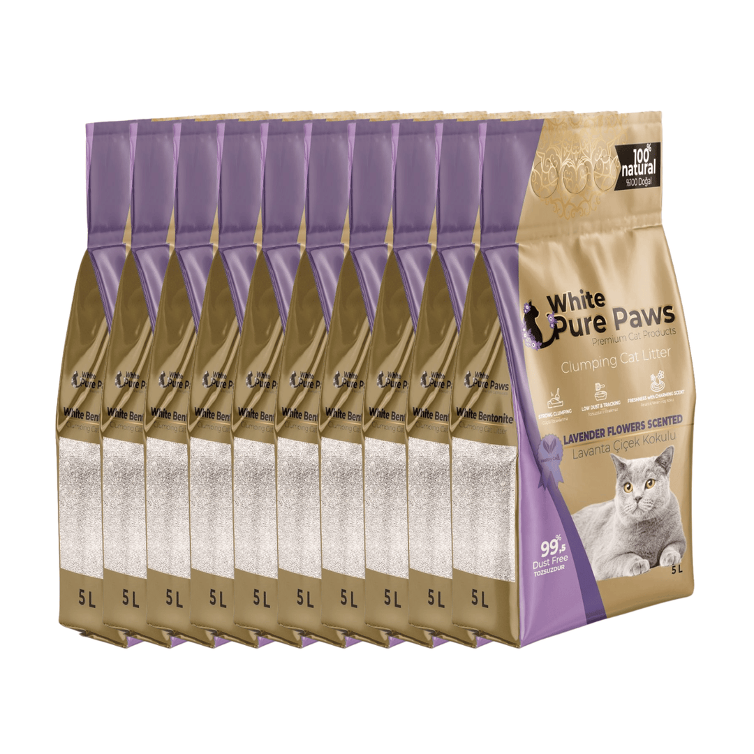 White Pure Paws Premium Bentonite Cat Litter – 99.5% Dust-Free & Strong Clumping